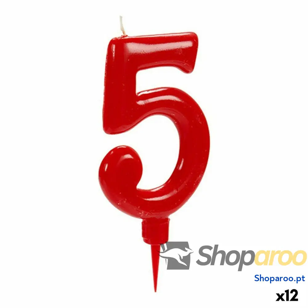 Vela Aniversário Número 5 Vermelho (12 Unidades)