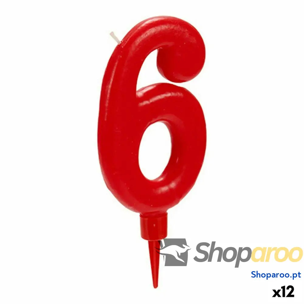 Vela Aniversário Número 6 Vermelho (12 Unidades)