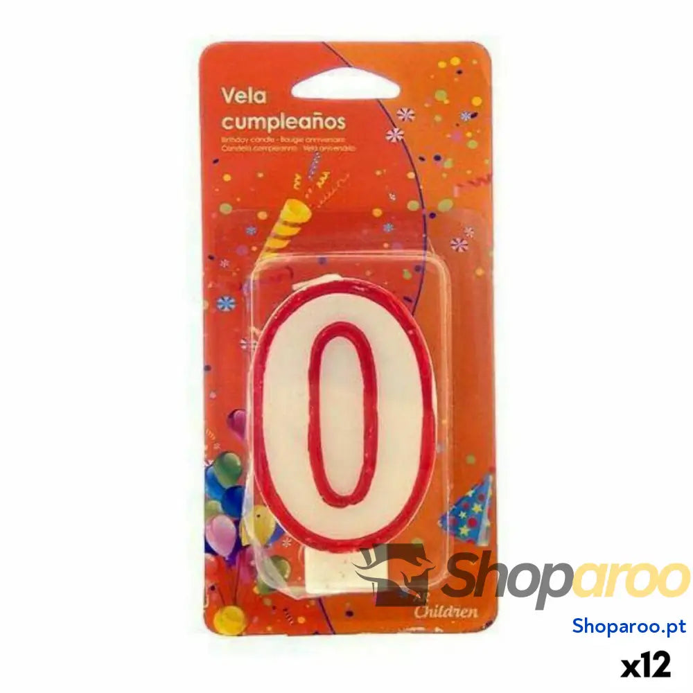 Vela Aniversário Número Branco Vermelho (12 Unidades)