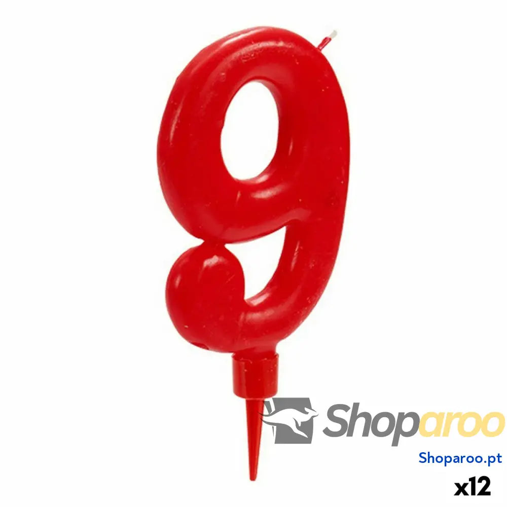 Vela Aniversário Vermelho Número 9 (12 Unidades)