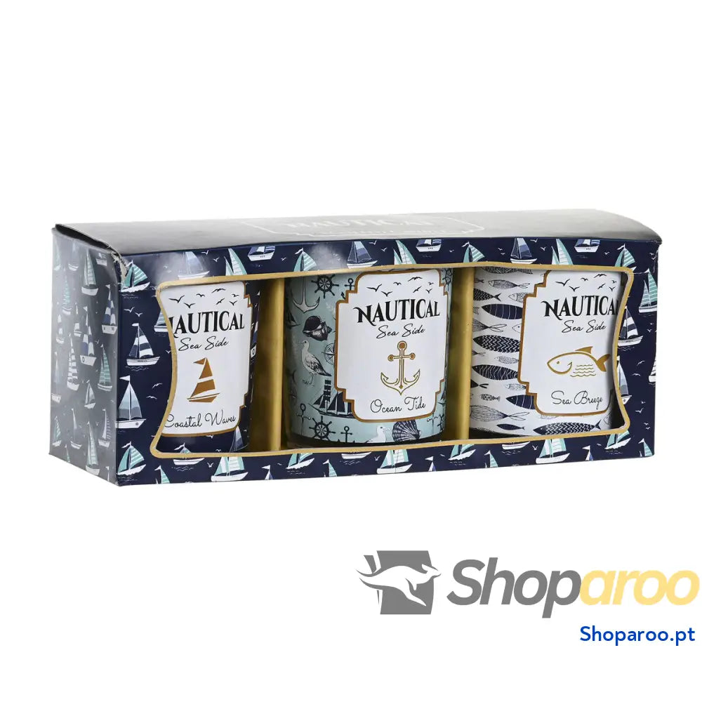 Vela DKD Home Decor Azul Cera Cristal 17 x 5 x 6 cm (3 Unidades)
