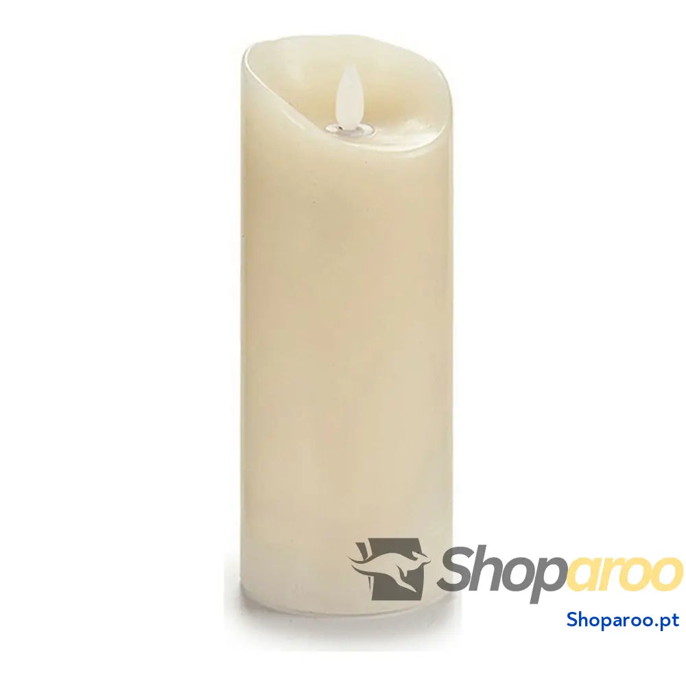 Vela LED Creme Plástico Cera 10 x 21,5 cm