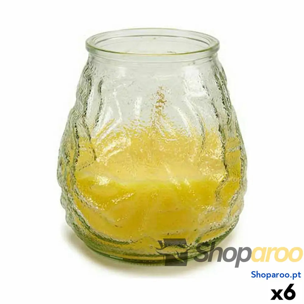 Vela Perfumada Ibergarden CHWJ-9898MT Amarelo Transparente Vidro Parafina Citronela 9 x 9,5 x 9 cm (6 Unidades)