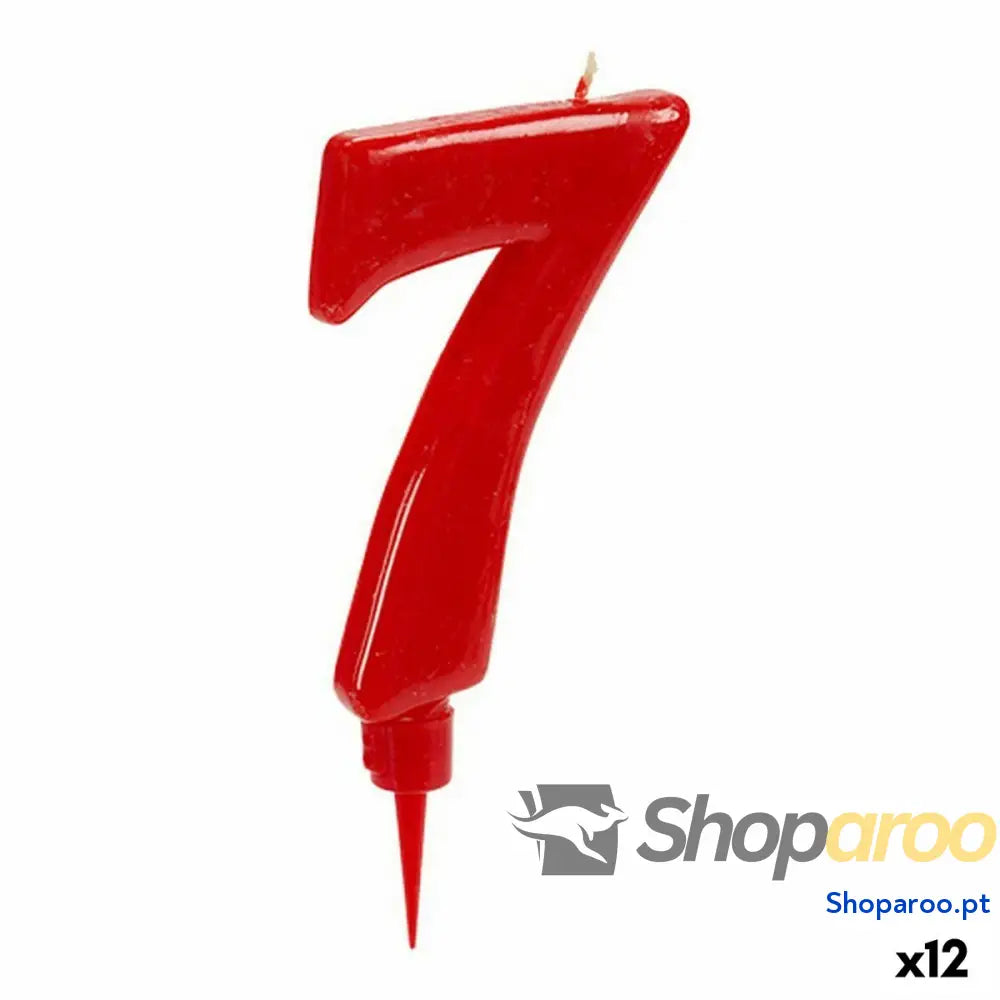 Vela Vermelho Aniversário Número 7 (12 Unidades)