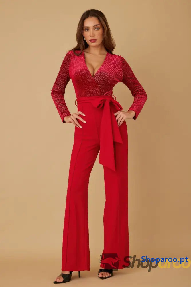 Velvet Top Fashion Jumpsuit