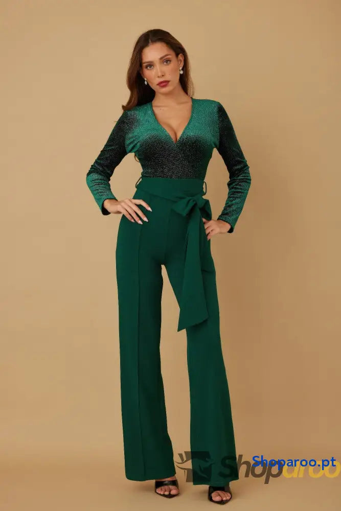 Velvet Top Fashion Jumpsuit