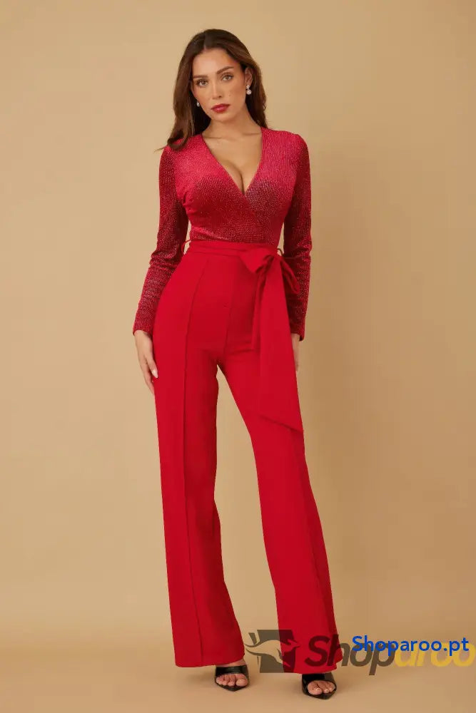 Velvet Top Fashion Jumpsuit