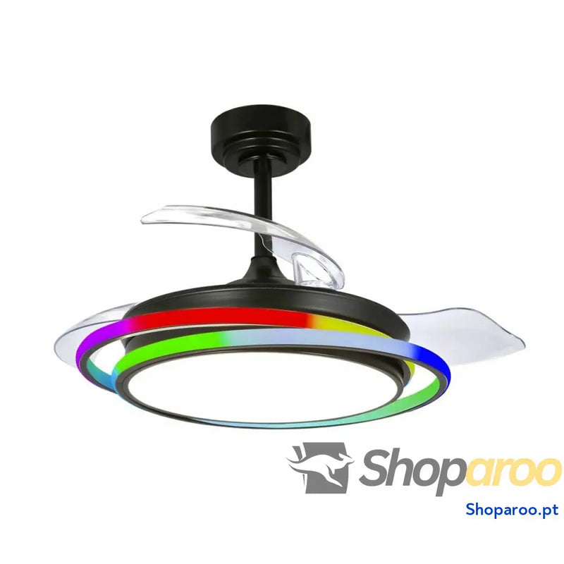 Ventilador de Teto CristalRecord ANTILA MINI RGB BK RETRAC Preto