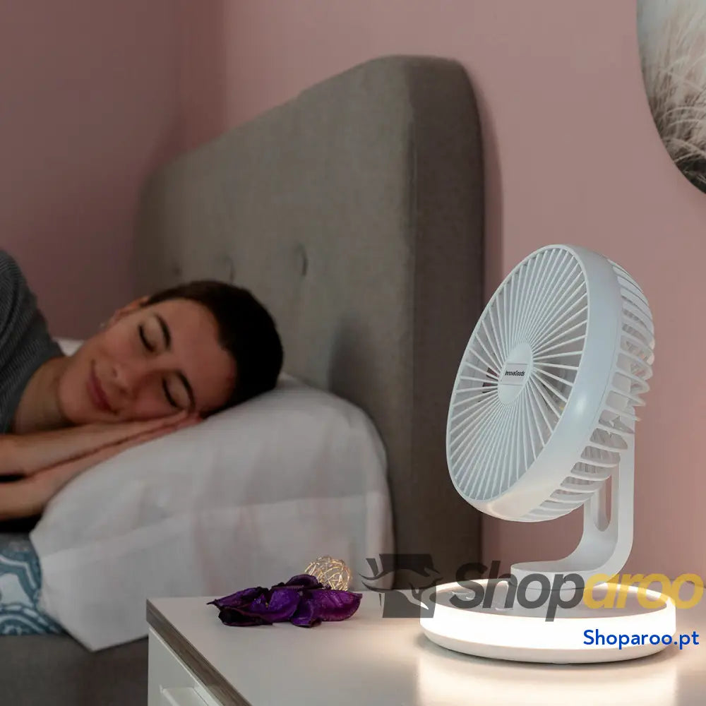 Ventoinha de Secretária Recarregável com LED FanLed InnovaGoods Ø6,6’’ 4000 mAh