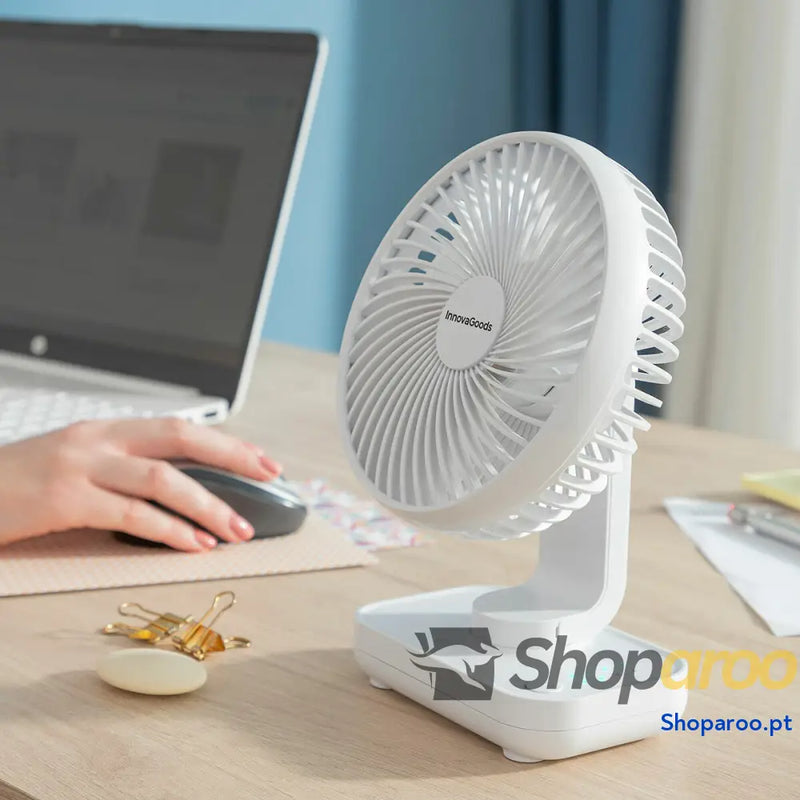 Ventoinha de Secretária Recarregável Fanrec InnovaGoods Ø5,4’’ 3600 mAh / 13,3 W
