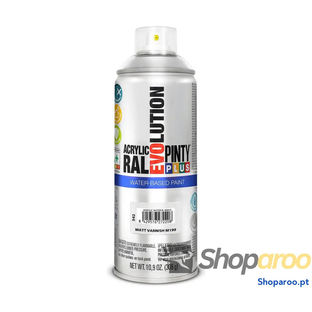Verniz em Spray Pintyplus Evolution M199 Mate Base de água 400 ml Incolor