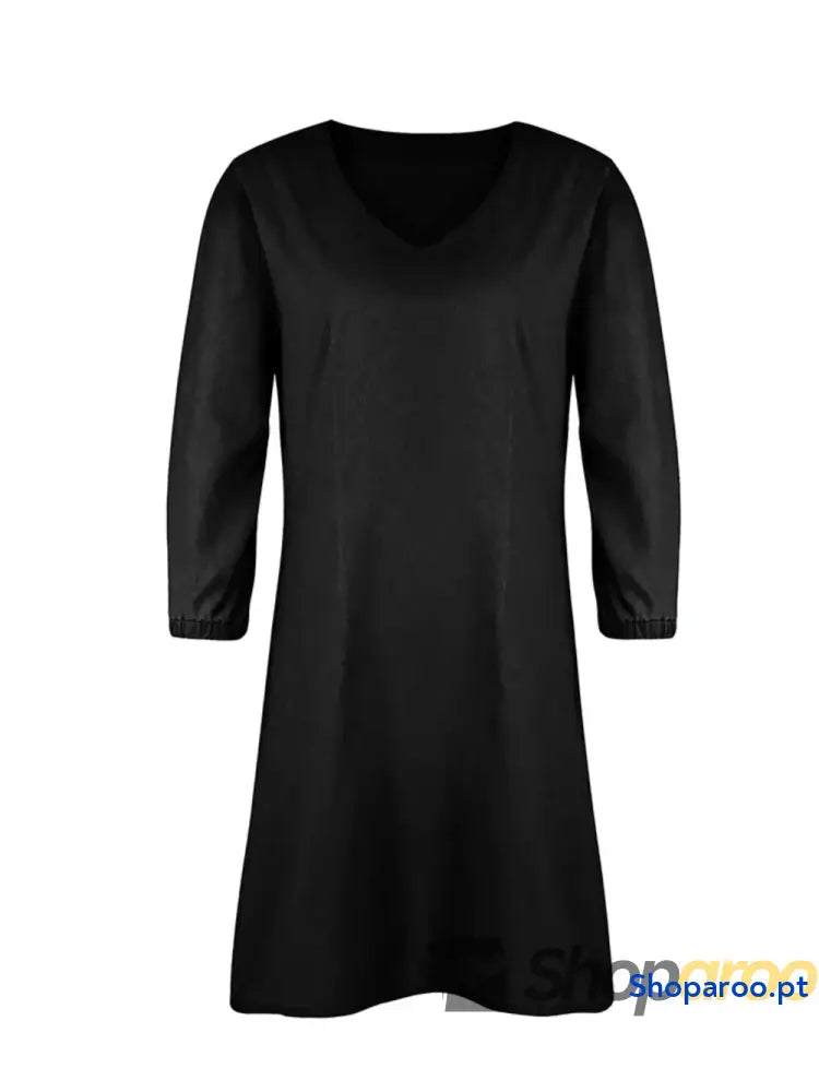 Vestido de manga curta com decote em V tamanho grande