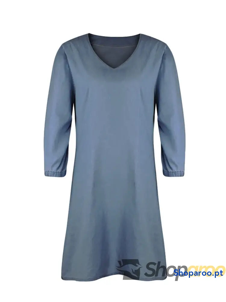 Vestido de manga curta com decote em V tamanho grande