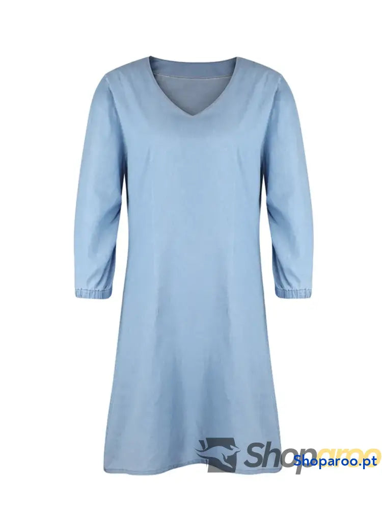 Vestido de manga curta com decote em V tamanho grande