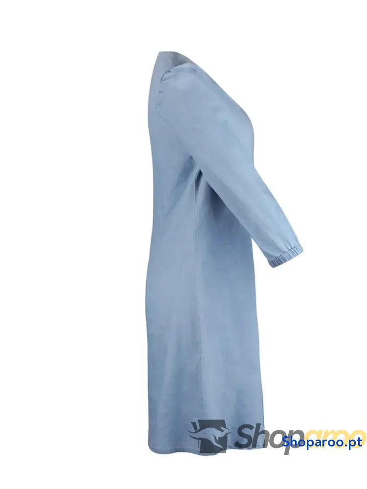 Vestido de manga curta com decote em V tamanho grande