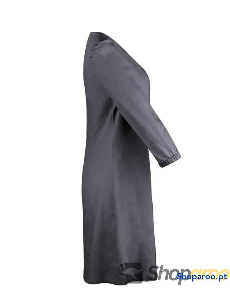Vestido de manga curta com decote em V tamanho grande