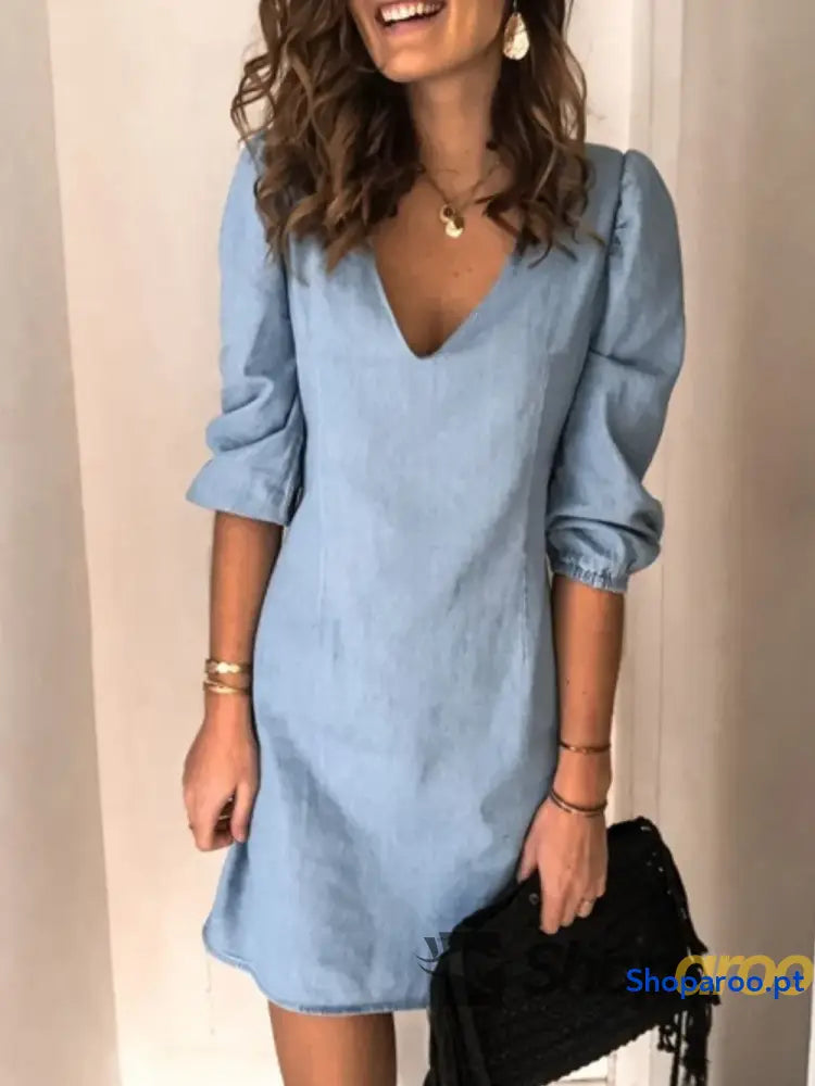 Vestido de manga curta com decote em V tamanho grande