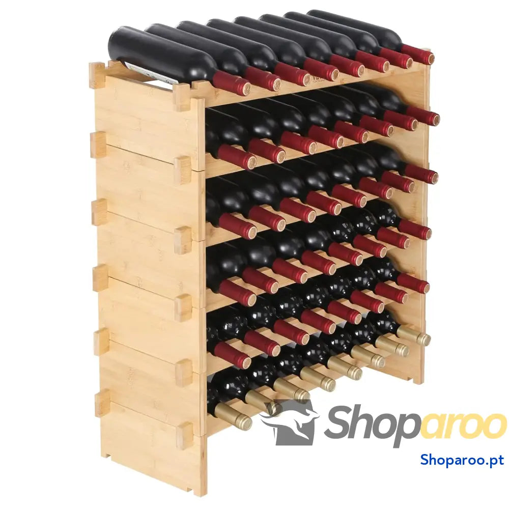 Garrafeira para vinho de bambu 6 níveis 48 garrafas estante modular empilhável 76,5 x 25 77,5 cm exposição independente