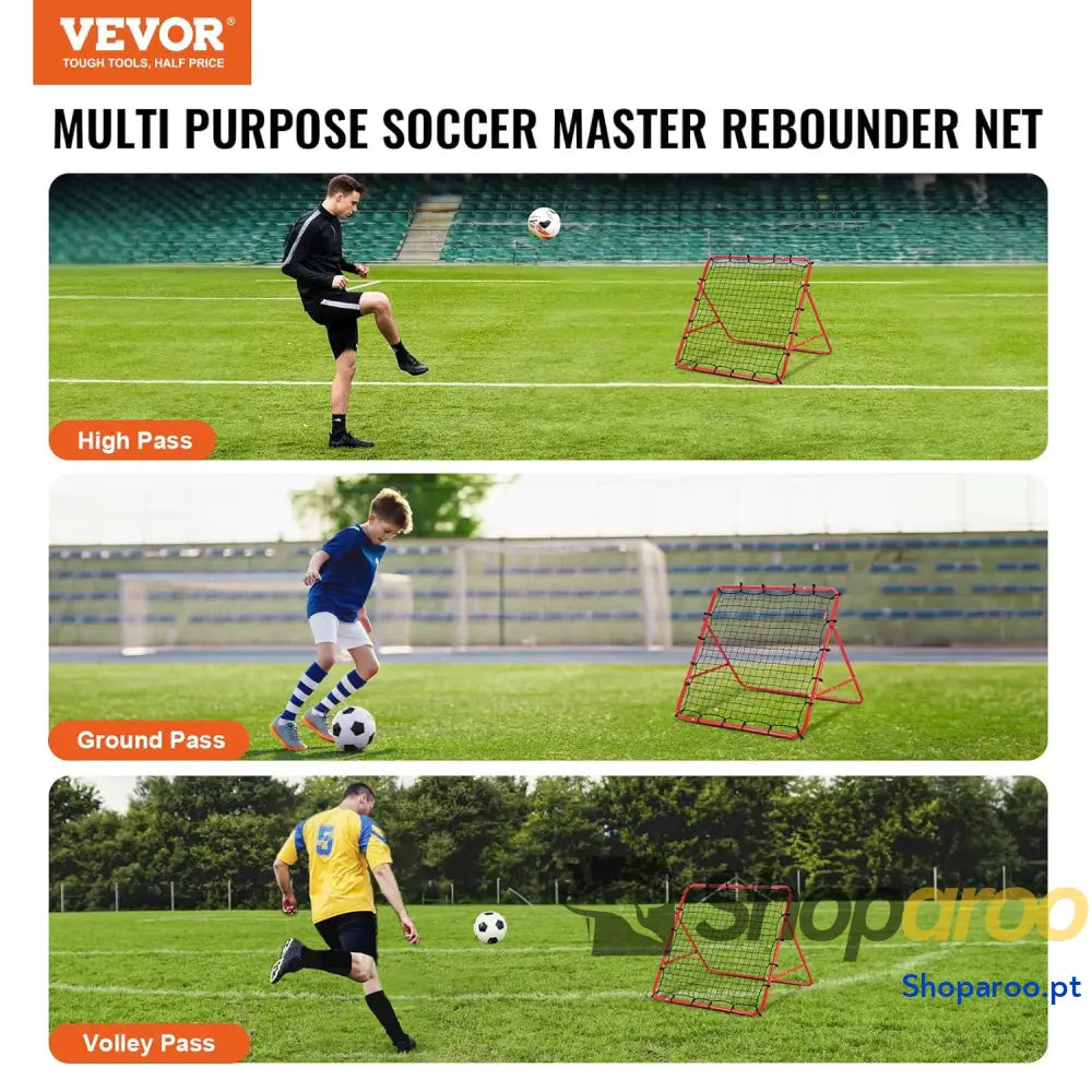 Portería de Fútbol 1 x m Red Reboteadora Portátil Ángulo Ajustable Tubo Hierro PE Instalación Fácil Equipo Deportivo