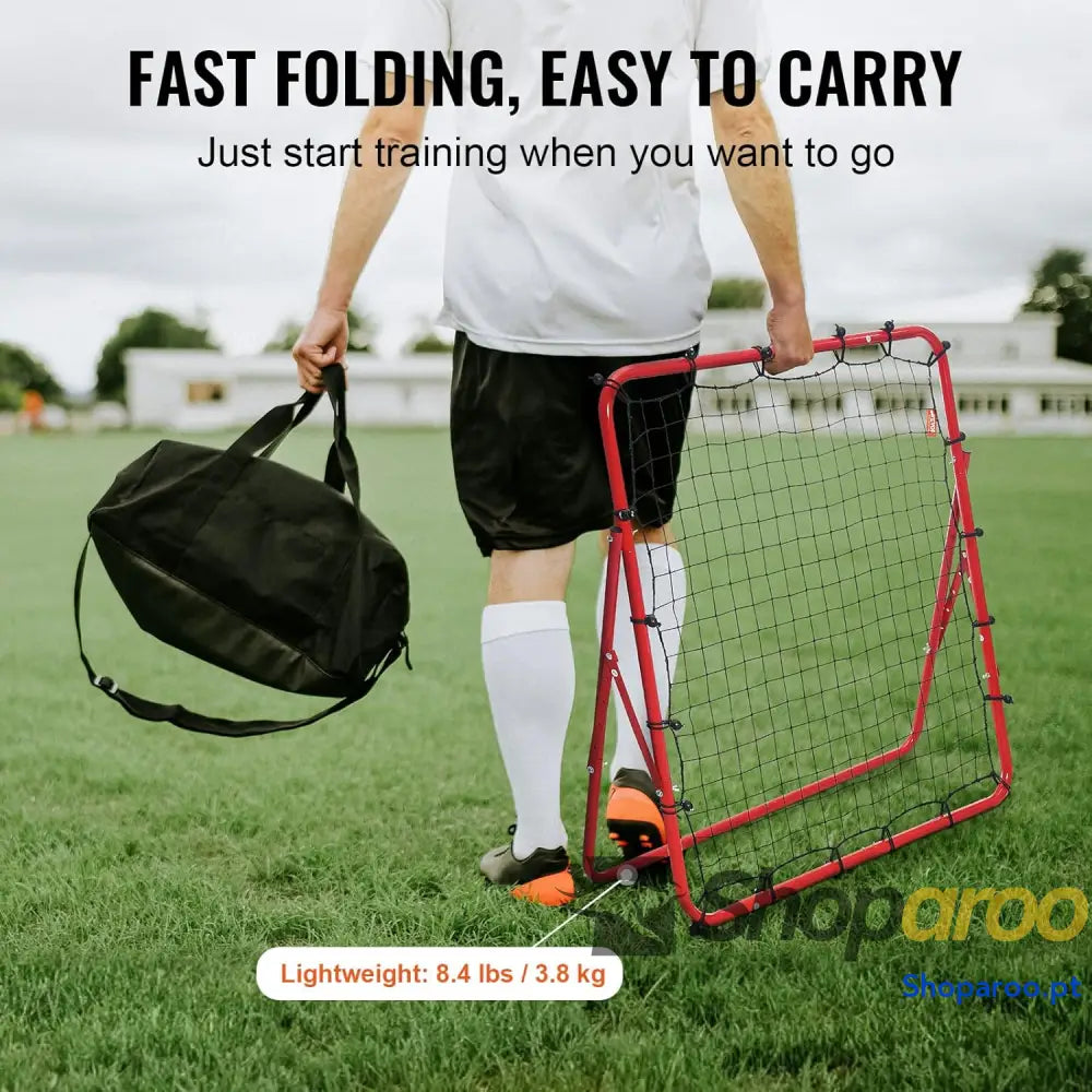 Portería de Fútbol 1 x m Red Reboteadora Portátil Ángulo Ajustable Tubo Hierro PE Instalación Fácil Equipo Deportivo