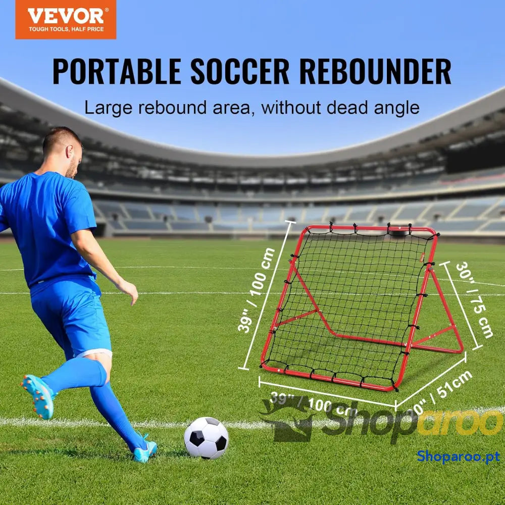 Portería de Fútbol 1 x m Red Reboteadora Portátil Ángulo Ajustable Tubo Hierro PE Instalación Fácil Equipo Deportivo