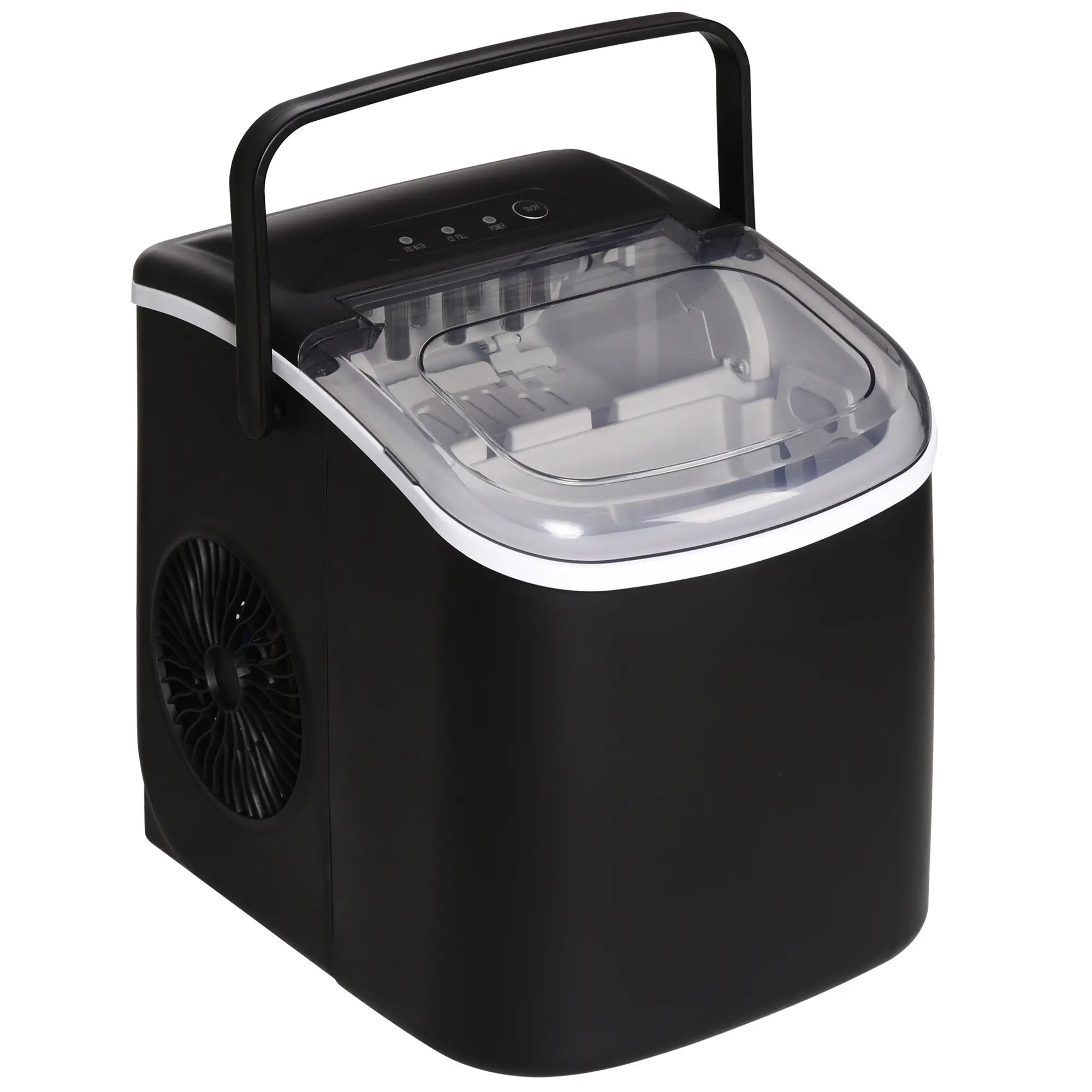 Máquina de Fazer Gelo Silenciosa 12 kg em 24 Horas 9 Cubos em 6-12 Minutos Depósito de Água 1,3 L 22,2x29,4x29 cm Preto