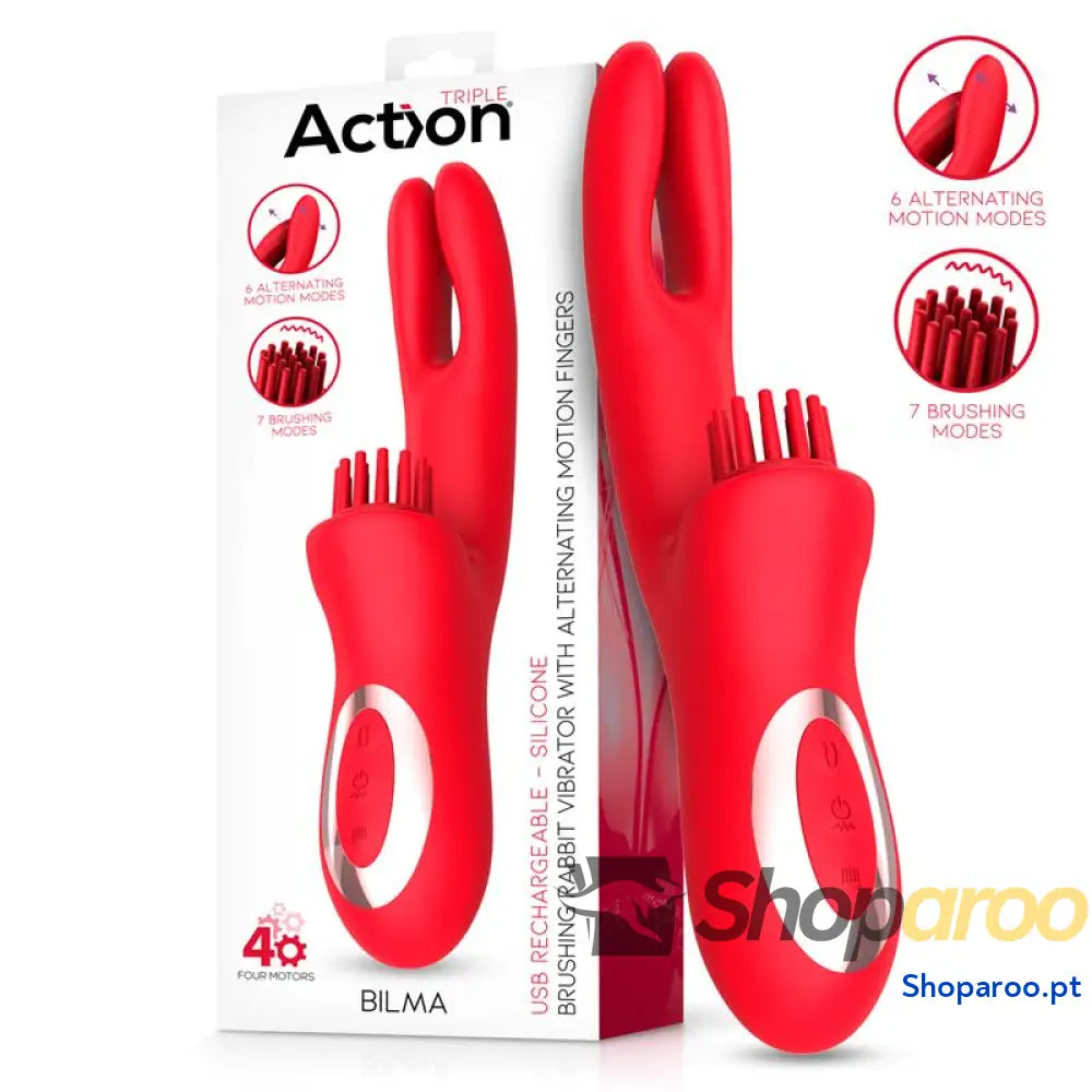 Vibrador ACTION Bilma com Movimentos Alternados e Escovação 4 Motores