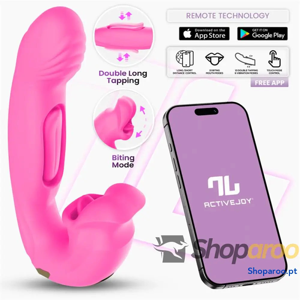 Vibrador Bimby com língua para mordiscar e bater duas vezes APP
