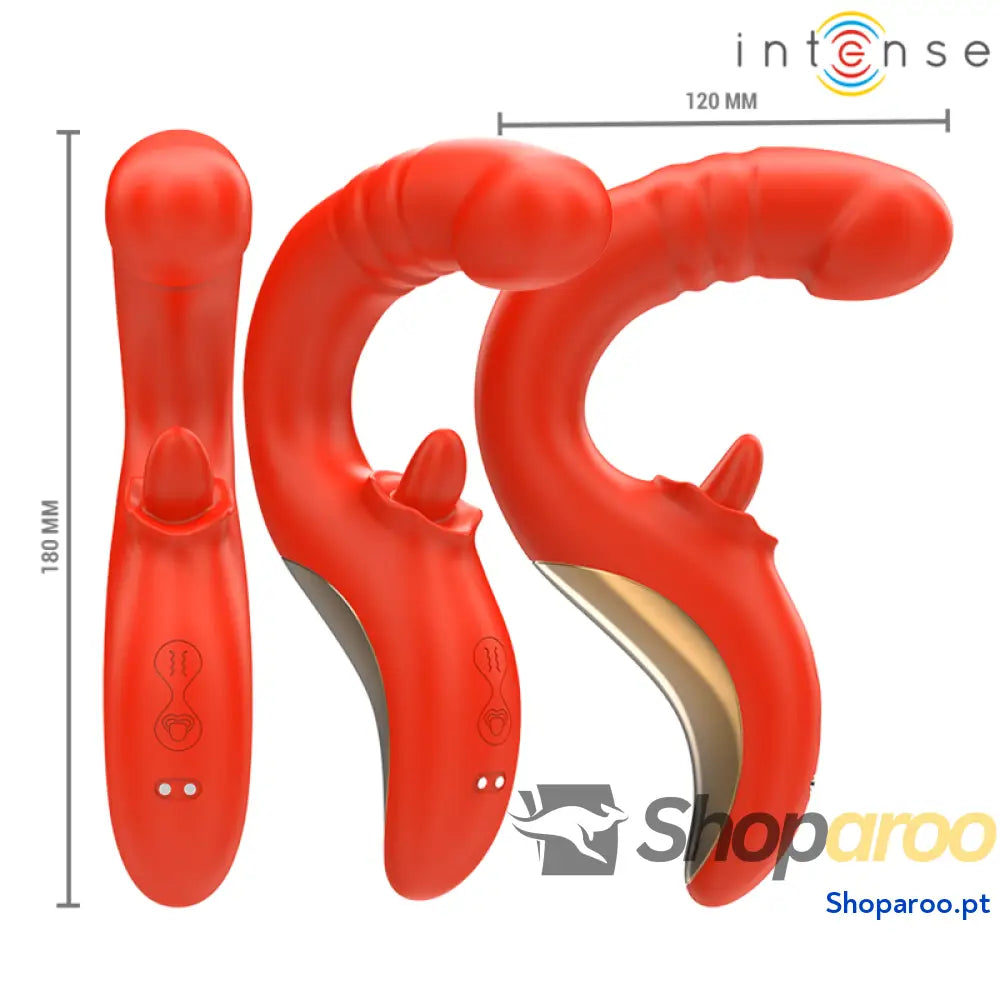 VIBRADOR E ESTIMULADOR PAULINA EM FORMATO U VERMELHO