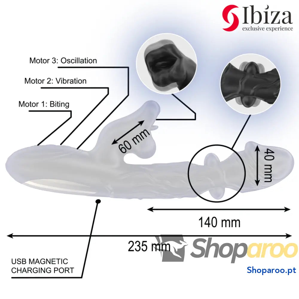 Vibrador Estimulador Clitoriano Ibiza com Motores Potentes Recarregável USB