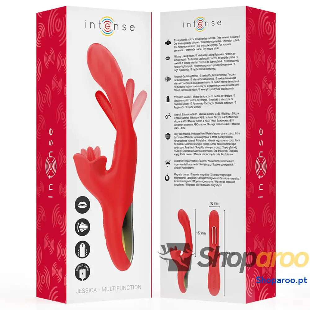 VIBRADOR INTENSE JESSICA MULTIFUNCIONAL ESTIMULAÇÃO DO CLITÓRIS 24,8 CM VERMELHO