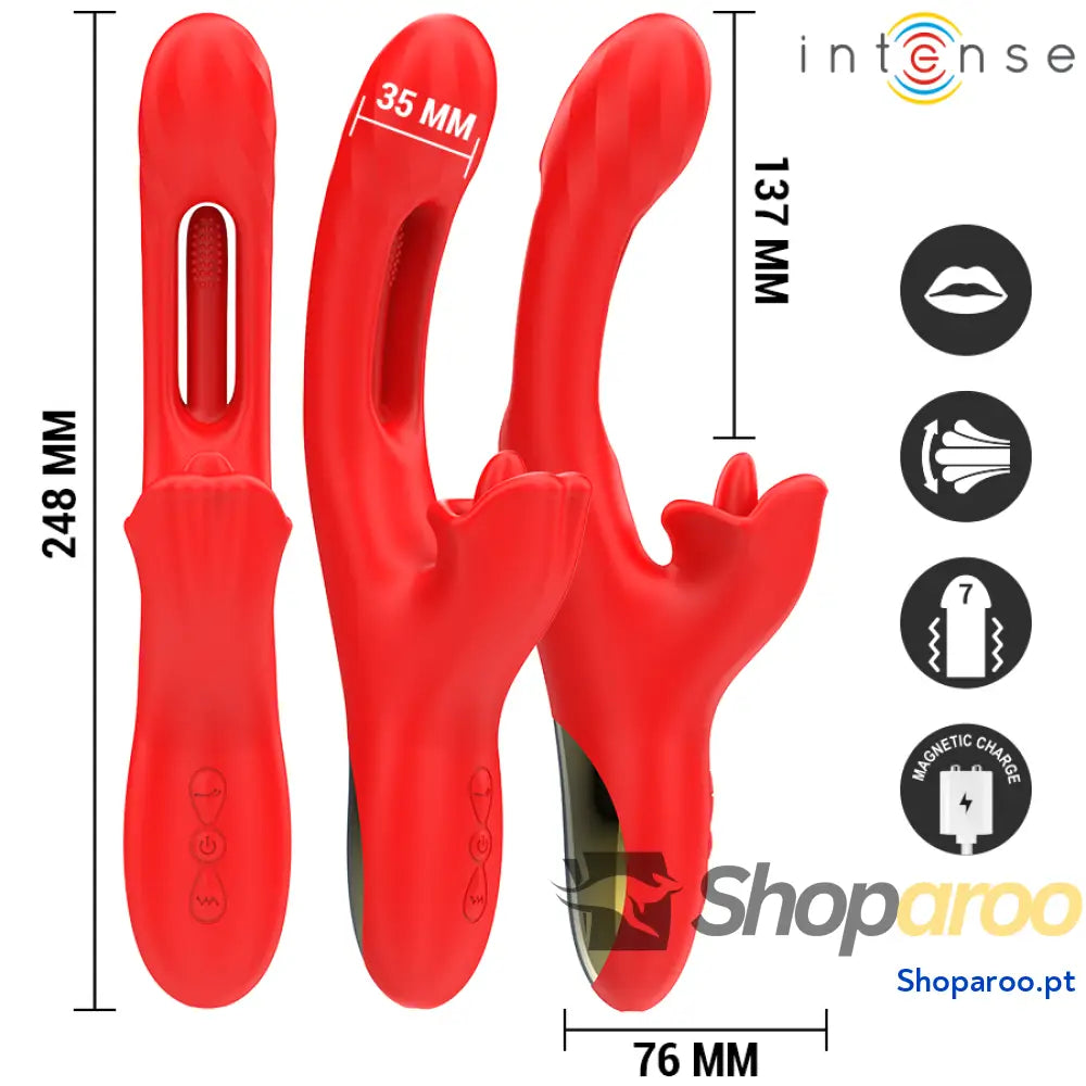 VIBRADOR INTENSE JESSICA MULTIFUNCIONAL ESTIMULAÇÃO DO CLITÓRIS 24,8 CM VERMELHO