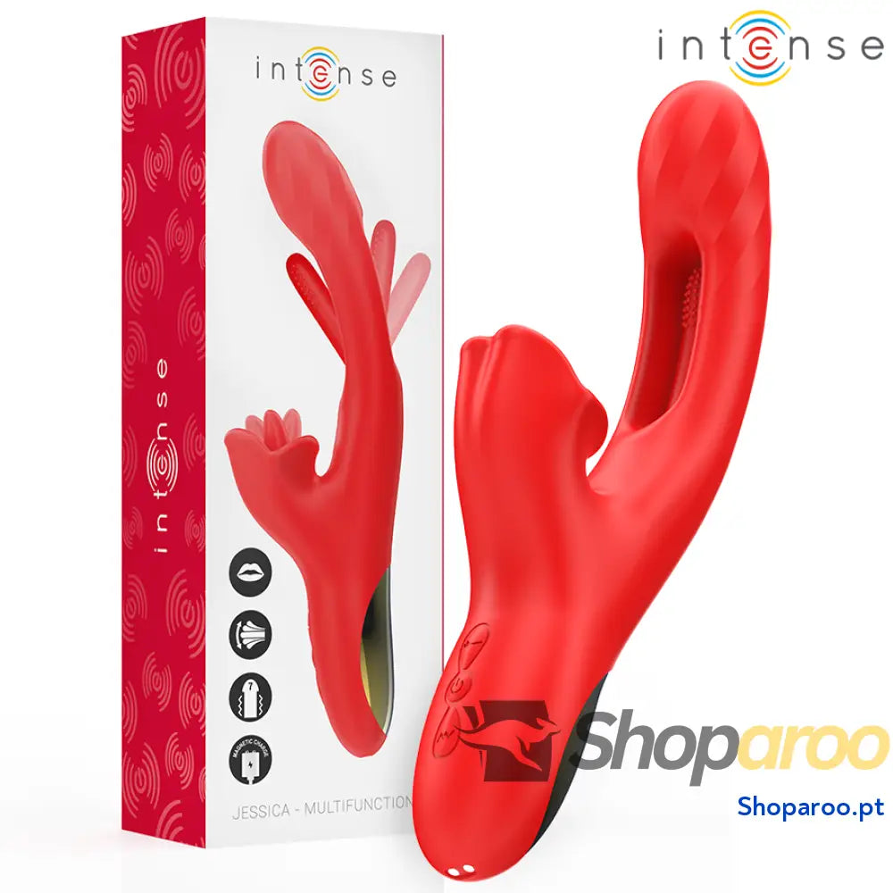 VIBRADOR INTENSE JESSICA MULTIFUNCIONAL ESTIMULAÇÃO DO CLITÓRIS 24,8 CM VERMELHO
