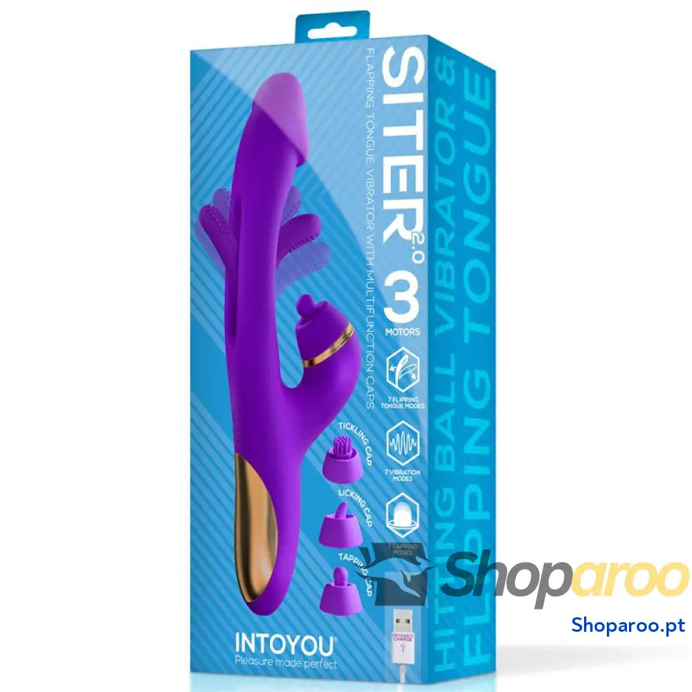 Vibrador INTOYOU Siter 2.0 com língua oscilante percussão e cabeças intercambiáveis