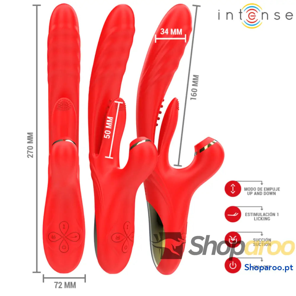 VIBRADOR MULTIFUNCIONAL KAROL THRUST & STIMULATION ONDAS ESTIMULANTES VERMELHO