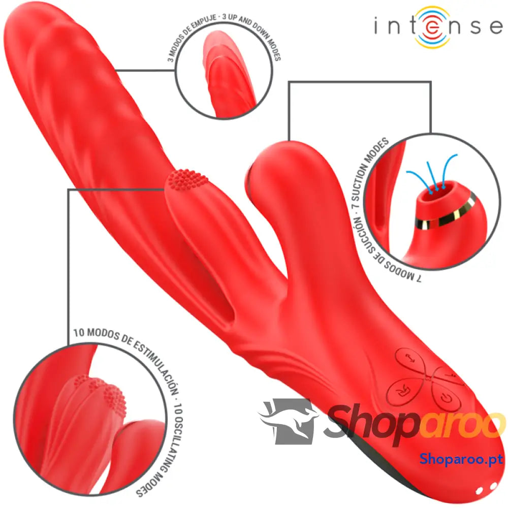 VIBRADOR MULTIFUNCIONAL KAROL THRUST & STIMULATION ONDAS ESTIMULANTES VERMELHO