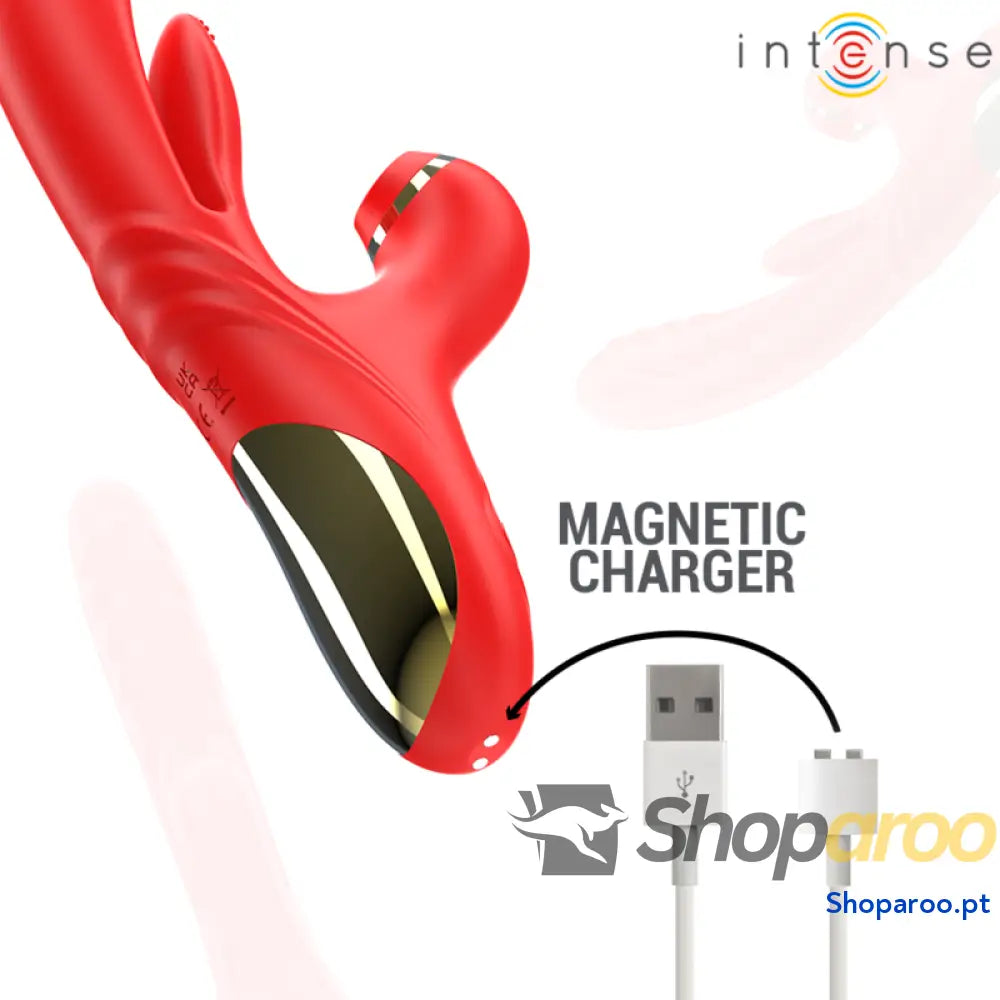 VIBRADOR MULTIFUNCIONAL KAROL THRUST & STIMULATION ONDAS ESTIMULANTES VERMELHO