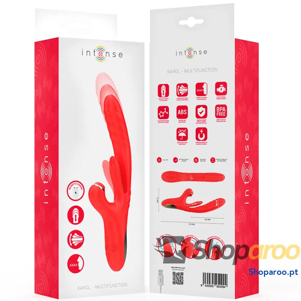 VIBRADOR MULTIFUNCIONAL KAROL THRUST & STIMULATION ONDAS ESTIMULANTES VERMELHO