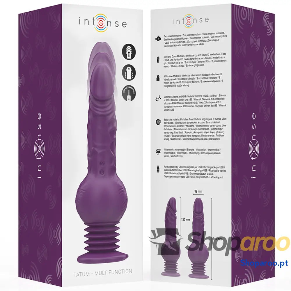 VIBRADOR MULTIFUNCIONAL TATUM COM VIBRAÇÃO PARA CIMA E BAIXO 24 CM ROXO