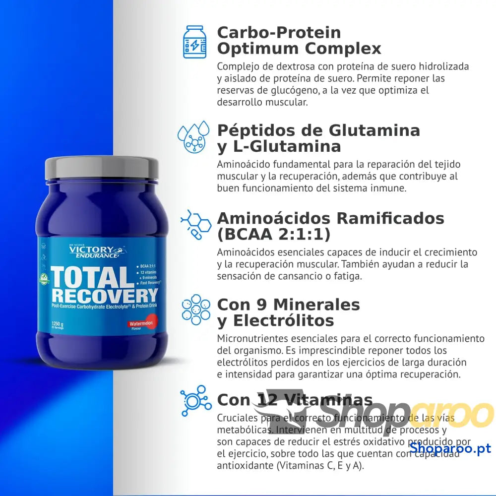 Victory Endurance Total Recovery (1250 g) sabor melancia preparado para beber pós treino de hidratos e proteínas