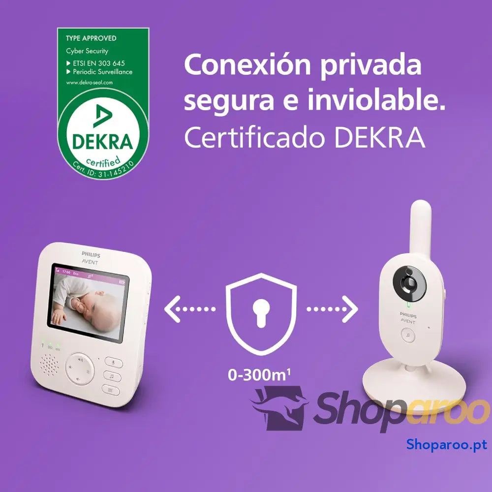 Vigilante para bebés com vídeo: Certificado DEKRA privado e seguro câmara áudio ecrã de 2,8’’ Zoom 2X visão noturna