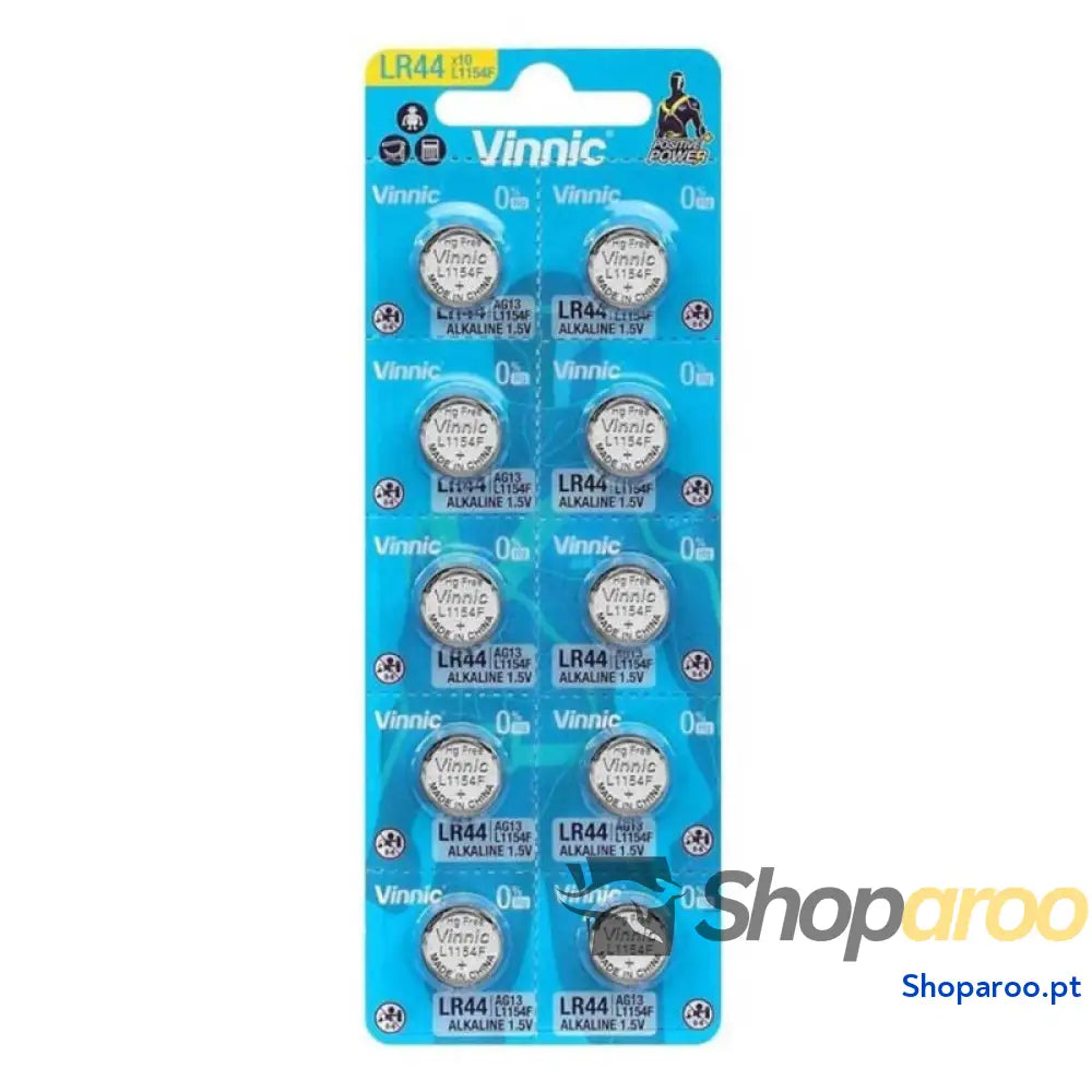 VINNIC BATERIA BOTÃO ALCALINA AG13 L1154F LR44 BLISTER*10