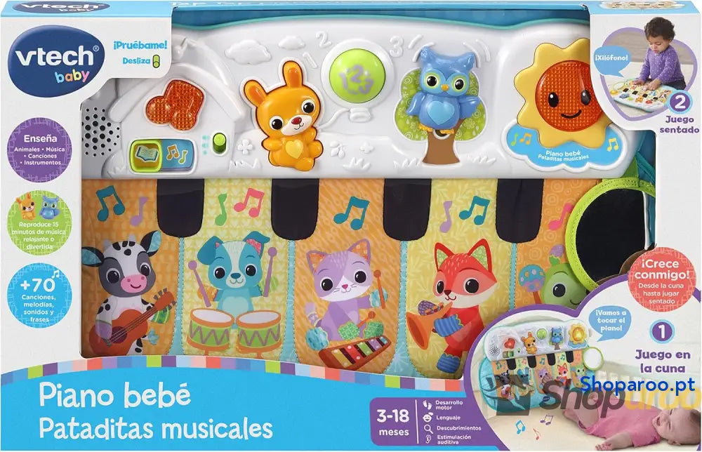 VTech Baby piano bebé batatas musicais brinquedo de berço para bebés + 3 meses versão ESP.