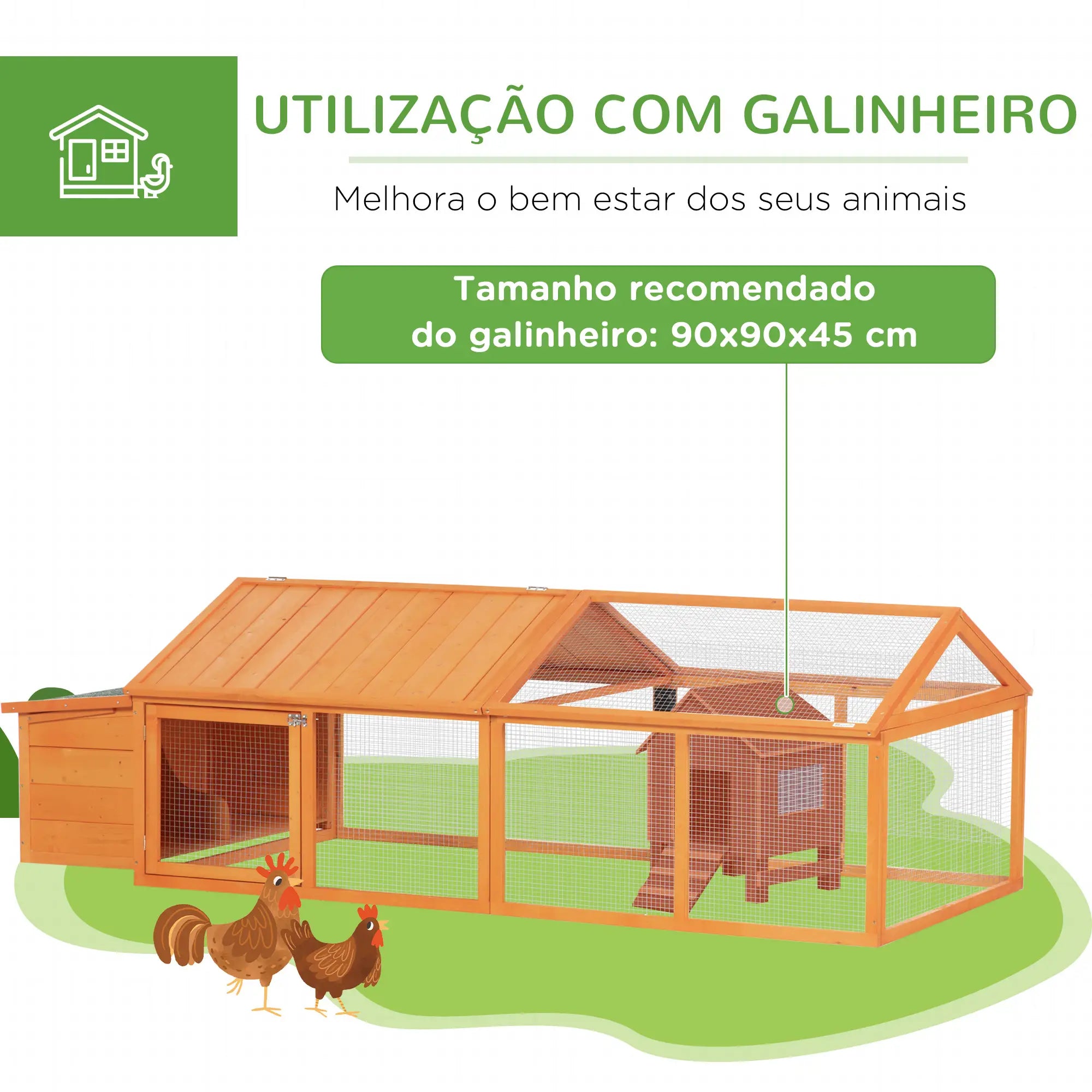 Galinheiro de Madeira para 4 a 8 Galinhas com Cercado Exterior