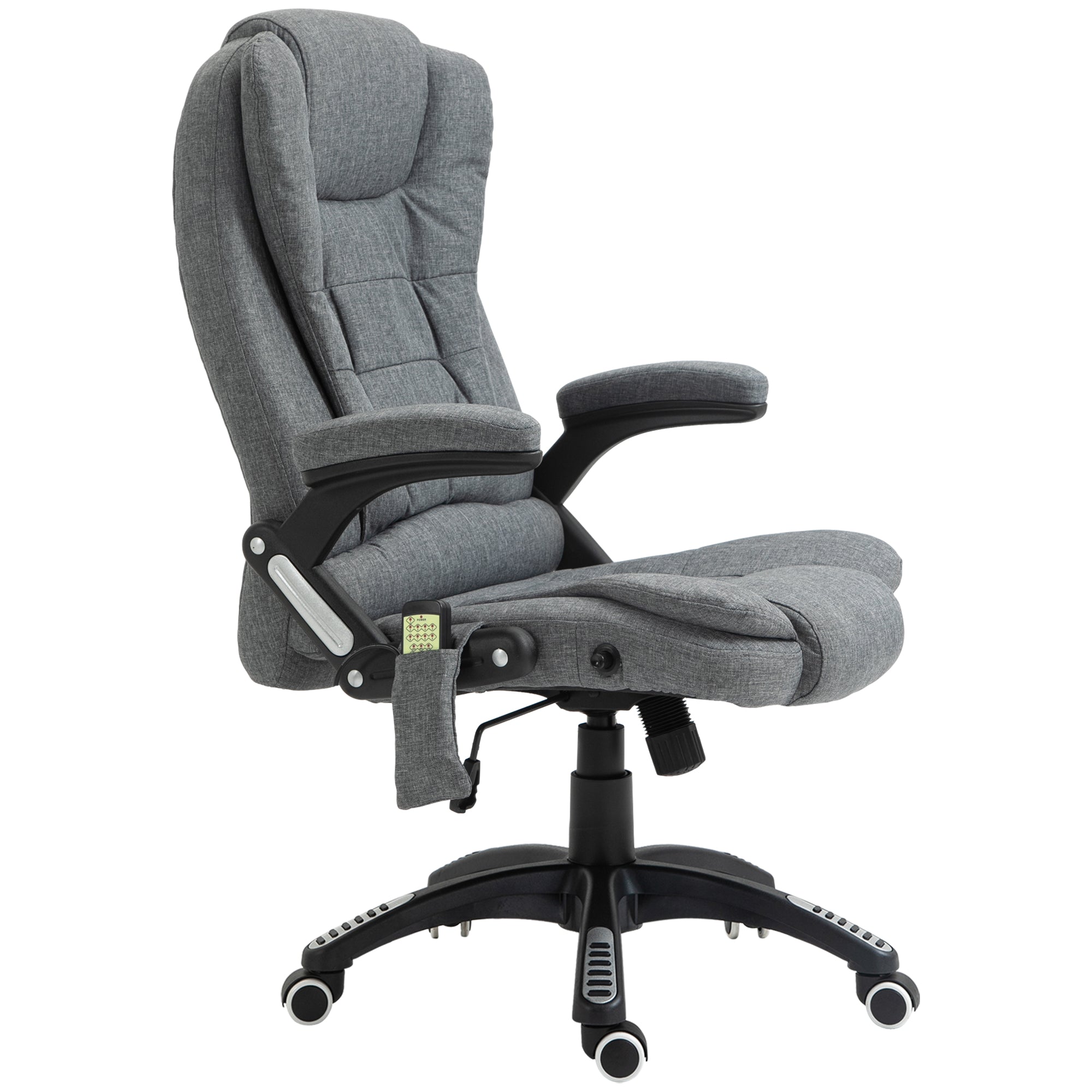 Cadeira de Escritório com 6 Pontos de Massagem Reclinável até 130° com Função de Aquecimento 68x72x110-120 cm Preto
