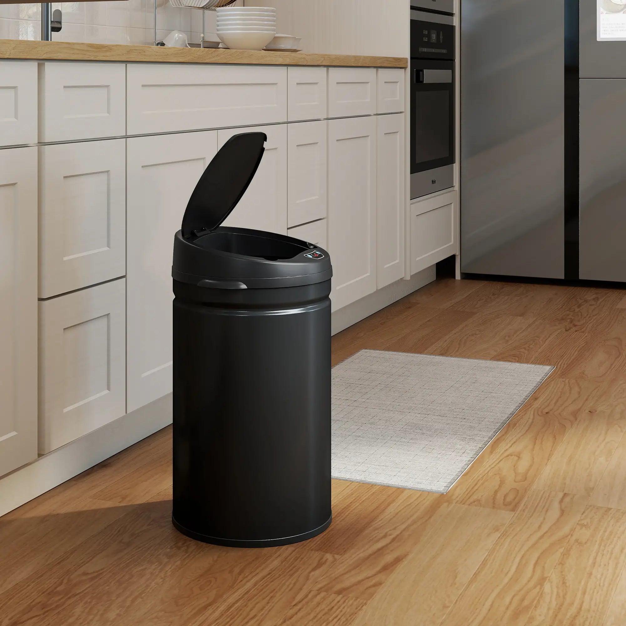Balde de lixo de cozinha automático 30L inox sensor preto
