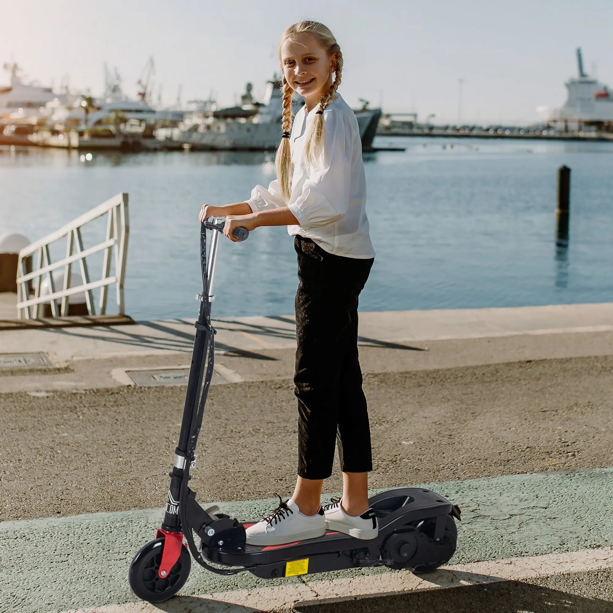 Trotinete Elétrico Dobrável Infantil com Altura Ajustável 50kg Preto
