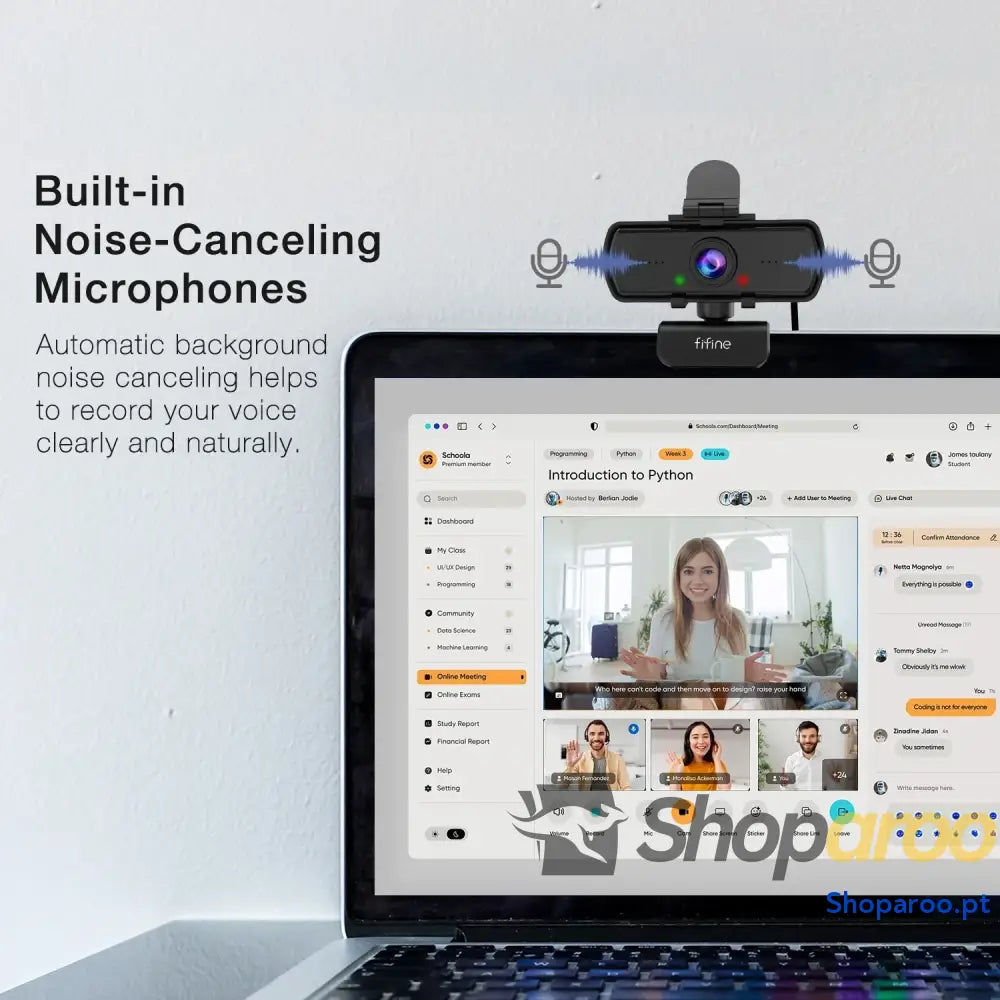 Webcam FIFINE 1440p Full HD com Microfone e Tripé para PC
