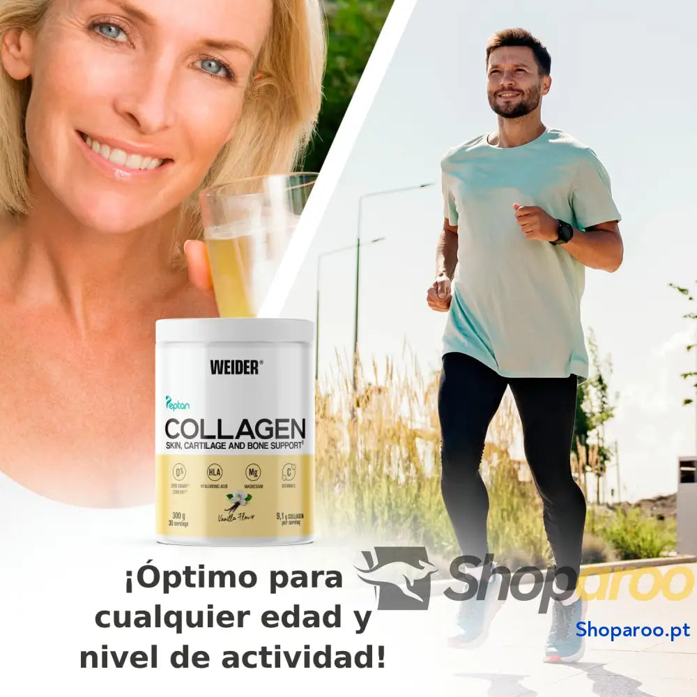Colagénio em pó sabor de baunilha com ácido hialurónico e vitamina C