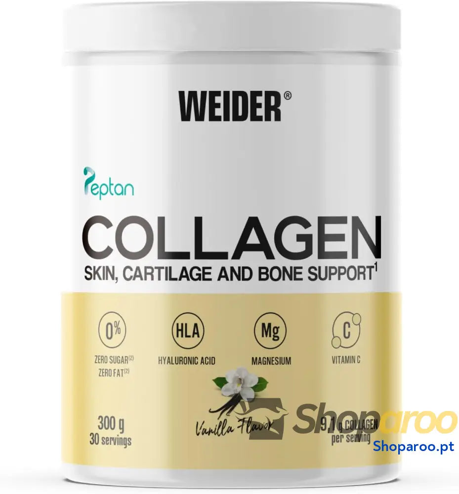 Colagénio em pó sabor de baunilha com ácido hialurónico e vitamina C